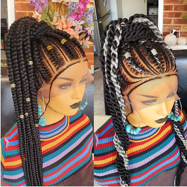 Braided Wig,braidswig, Feed in Braids,ghana Weave,fulani Ket