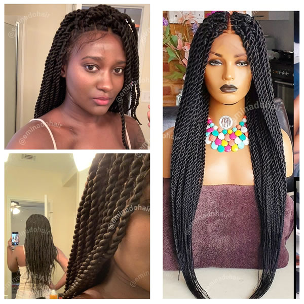 Eva Black Medium Twist Braided Wig | Eminado Hair