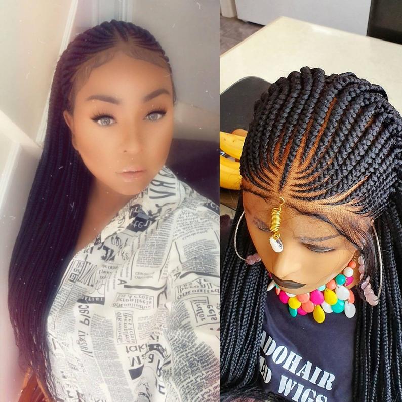 Simi Fulani Black Cornrow Braided Wig | Eminado Hair