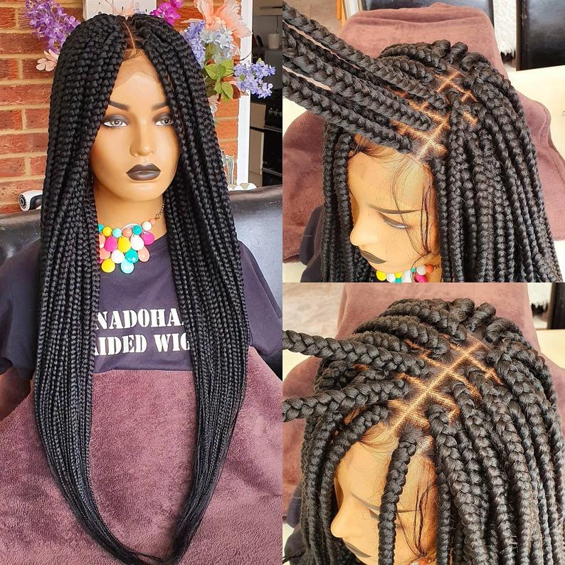 April Medium Black Box Braided Wig | Eminado Hair