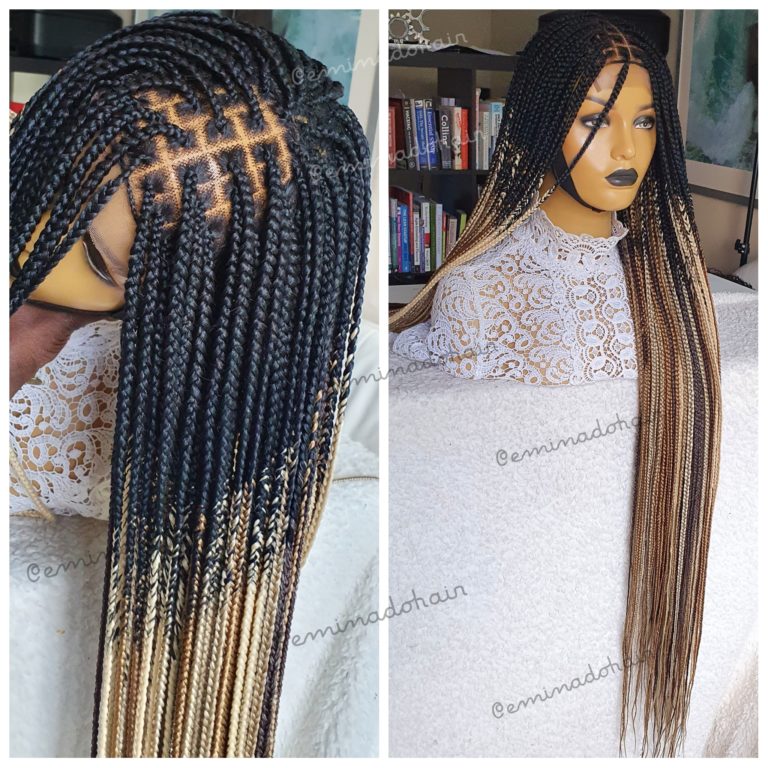 Mixed Ombre Braided Wig, knotless braids (28inches)