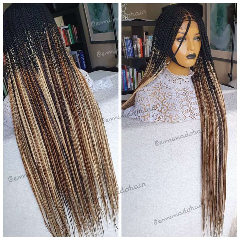 Knotless braids, Closure(Ombre brown mix)