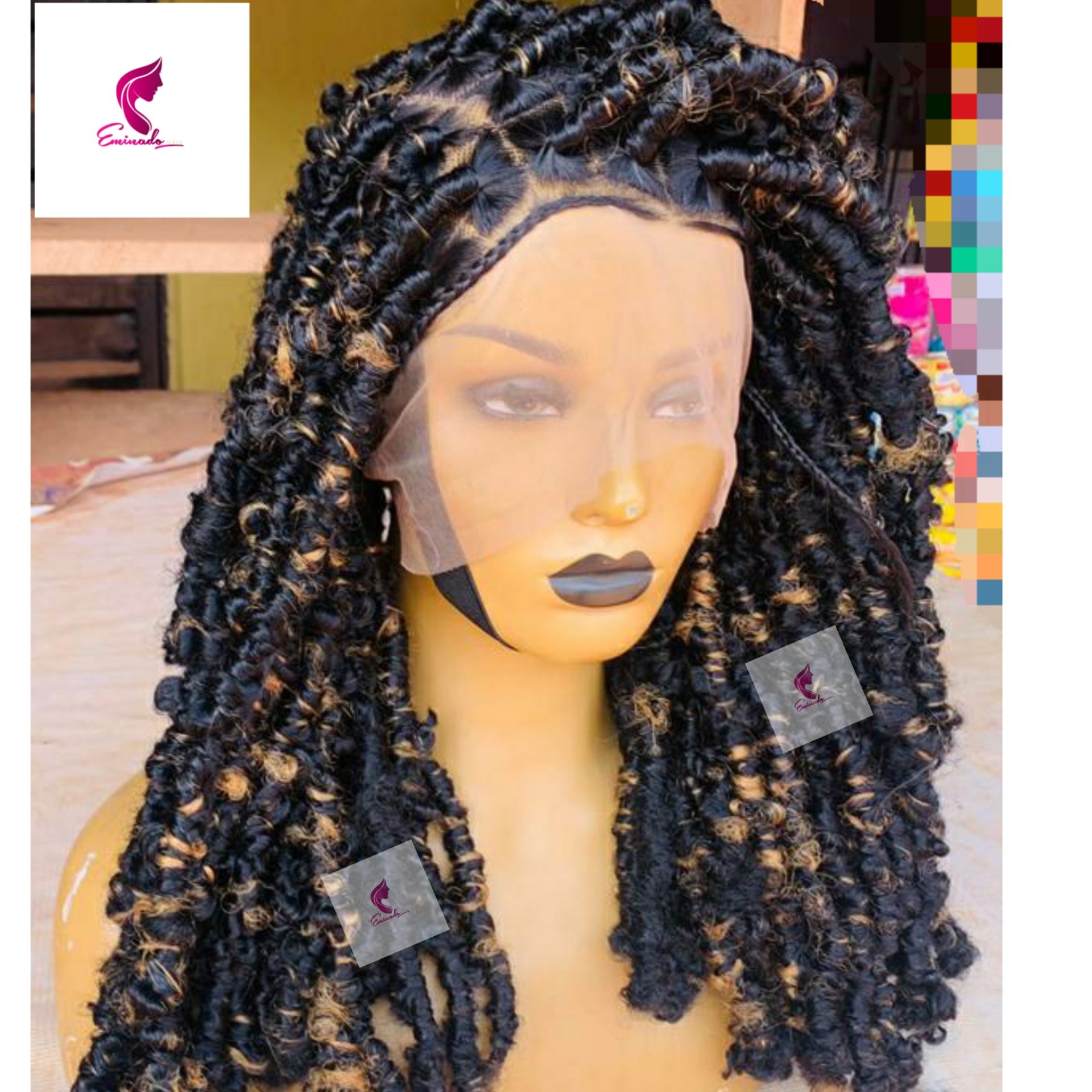 Black Butterfly Locs Braided Wig Eminado Hair