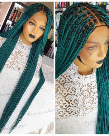 Knotless Green Full Frontal Box Braided Wig – Braided Wigs  display picture 2