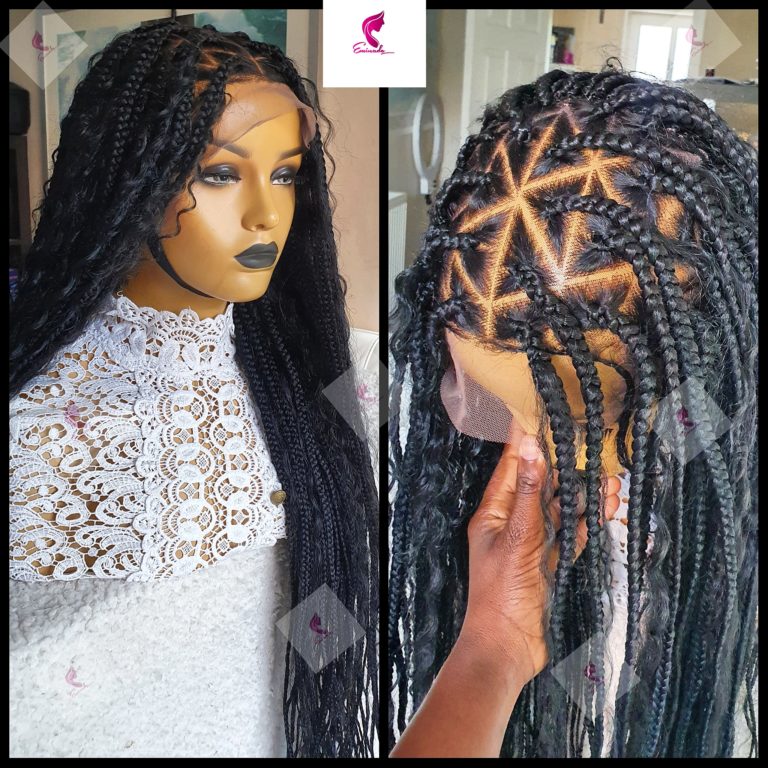 Knotless Boho triangle Full Frontal Braided Wig (28inches)