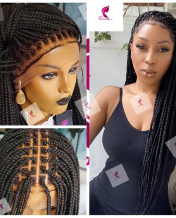 Oba Black Fringe Box Braids Braided Wig