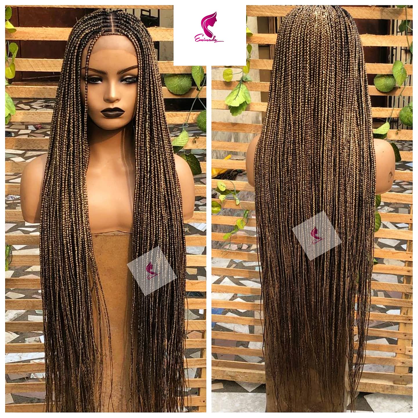 Knotless Braids Brown Closure Box Braided Wig