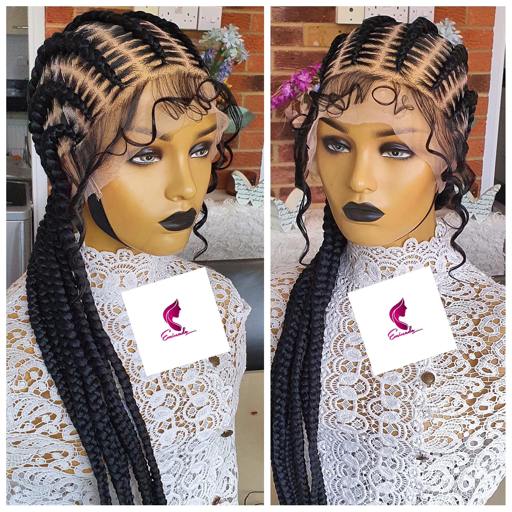 Simply Stitch All Back Black Cornrow Braided Wig