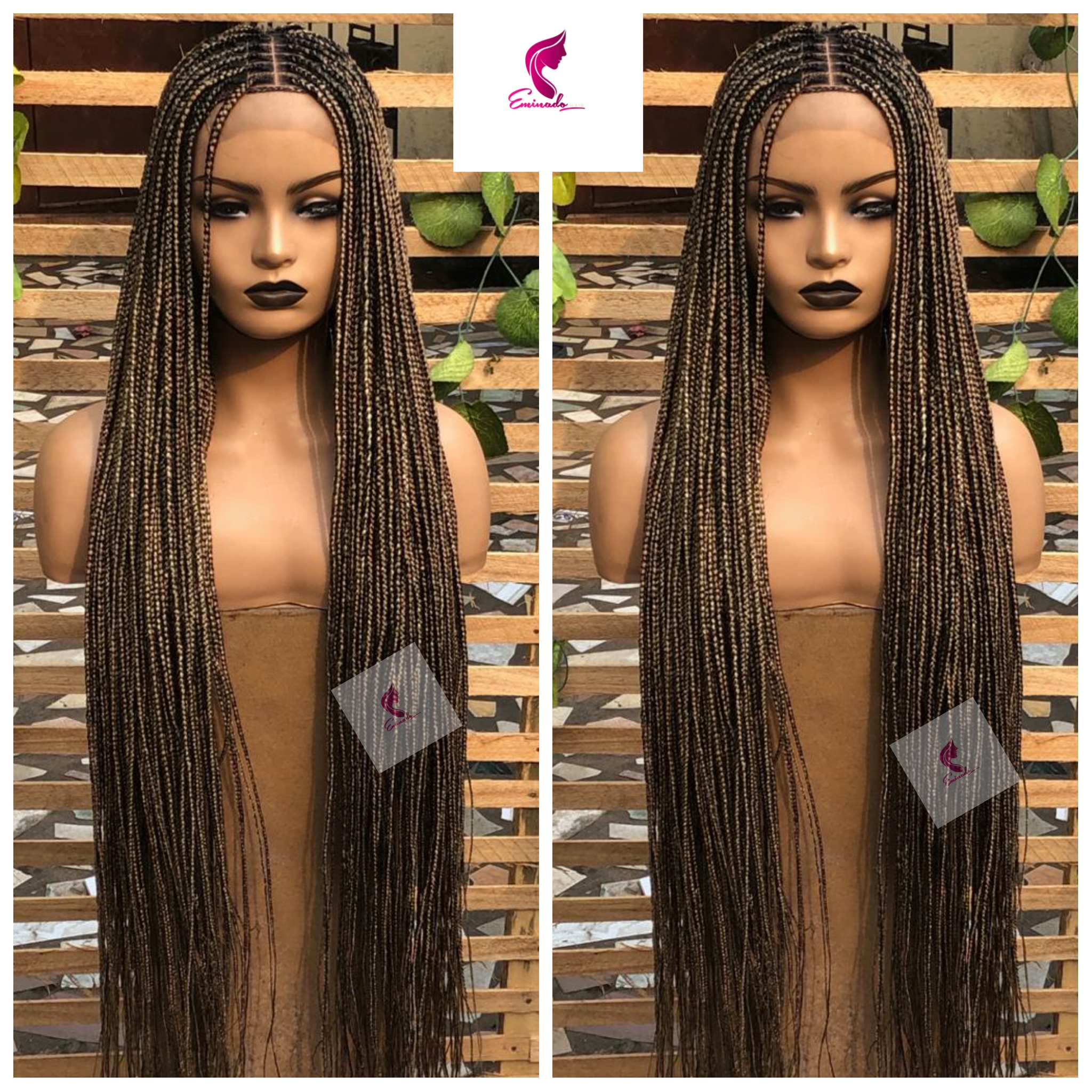 Knotless Braids Mix Brown 40 Inches Box Braided Wig