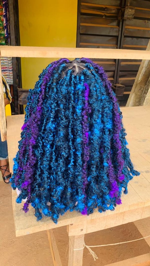 Blue Purple Distressed Butterfly Locs Braided Wig Eminado Hair