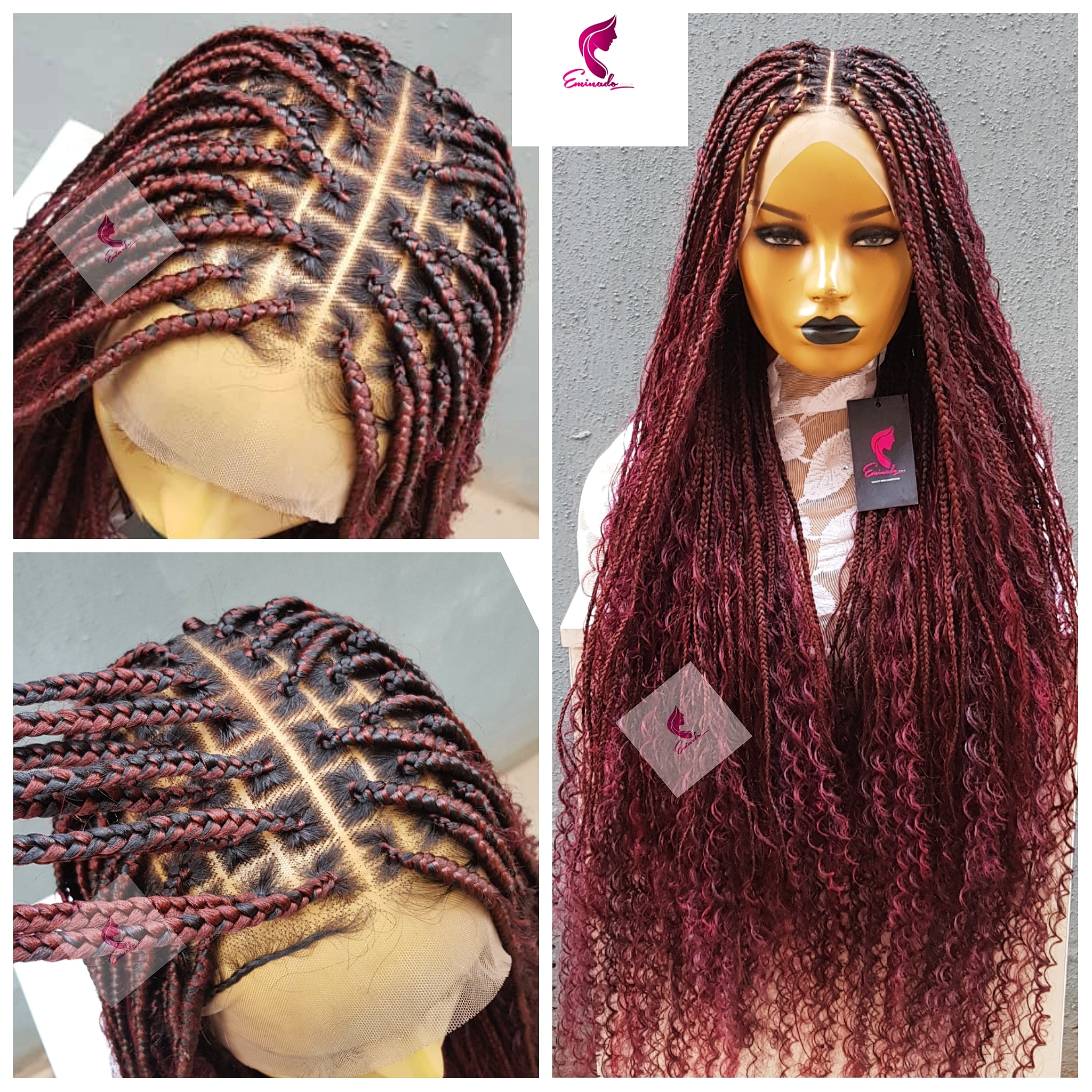 Brandy's Braids - Smedium Burgundy Knotless Box Braids