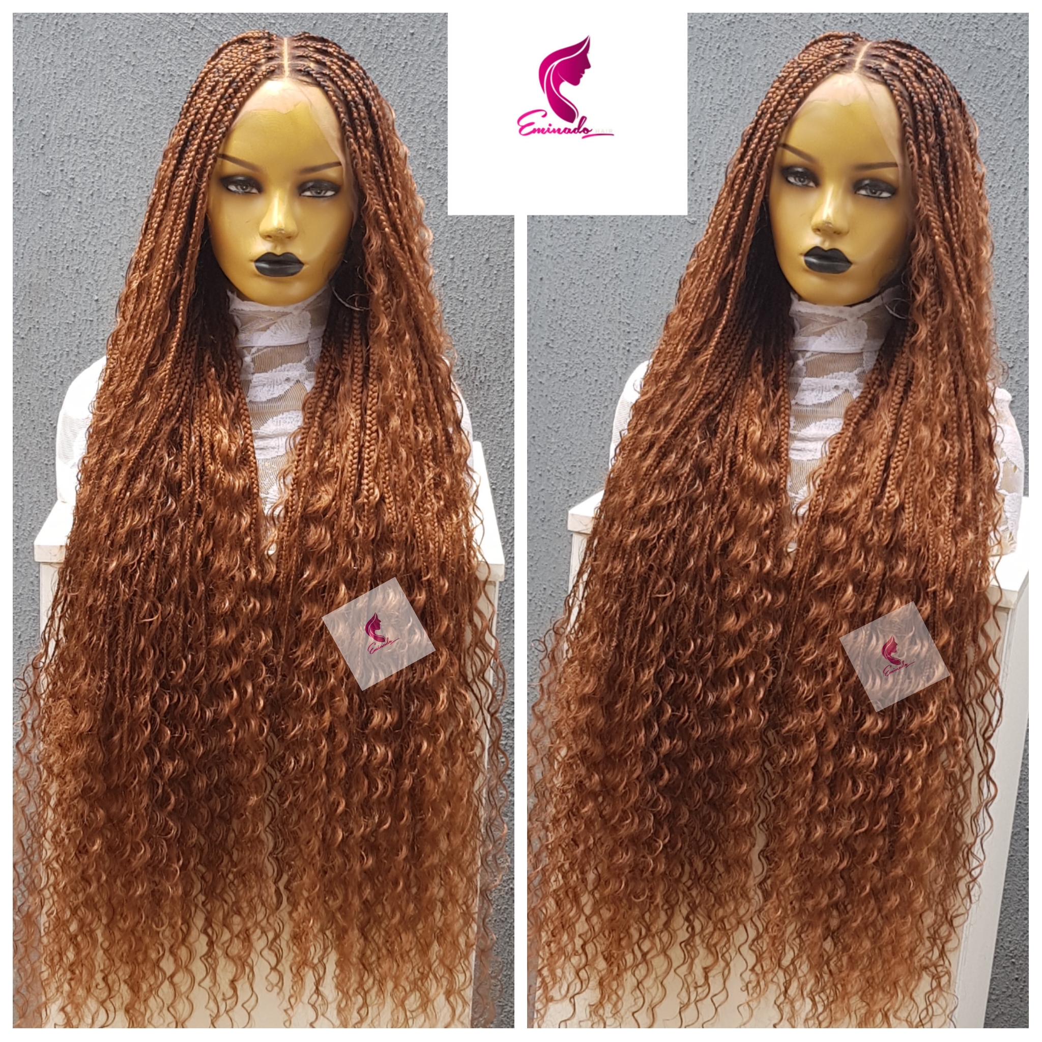 Boho Knotless Braids Brown Closure Box Braided Wig