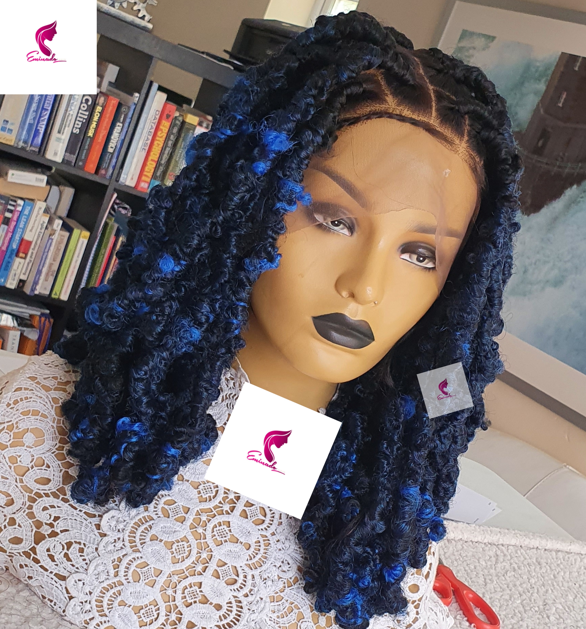 Indigo Blue Distressed Butterfly Locs Braided Wig