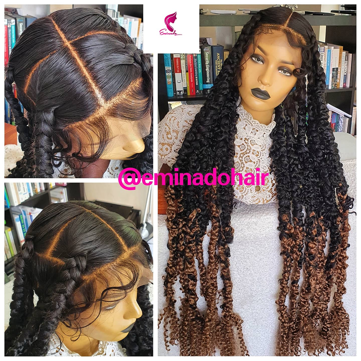 Braided Wig,knotless Big Braids, Chunky Box Braids, Beads, Butt