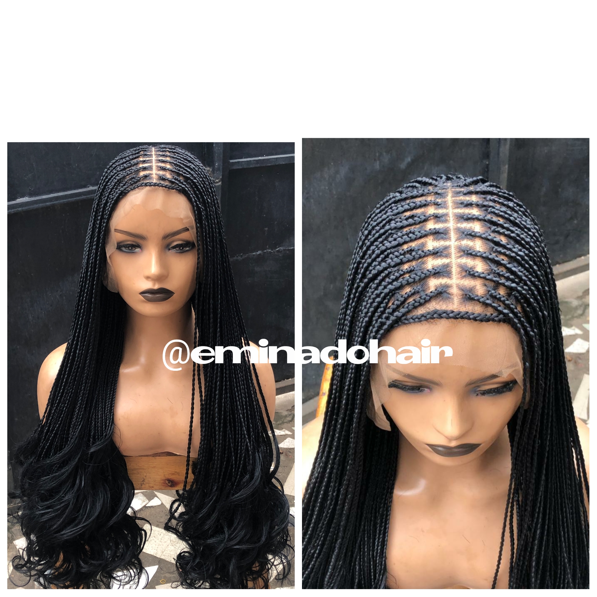 Bouncy braided wig, frontal lace wig, long curly braids wig by