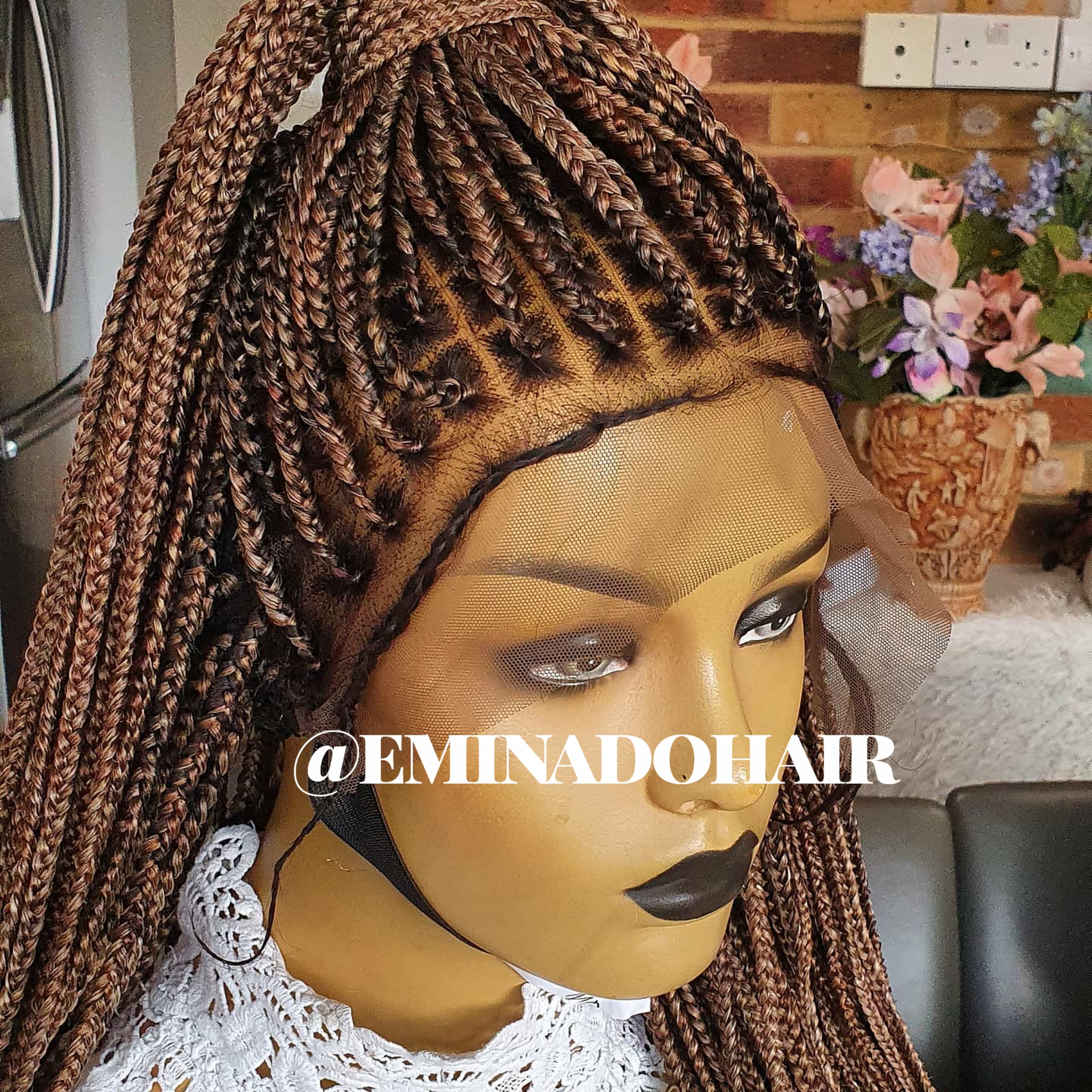 Knotless Braids Mix Brown 40 Inches Box Braided Wig