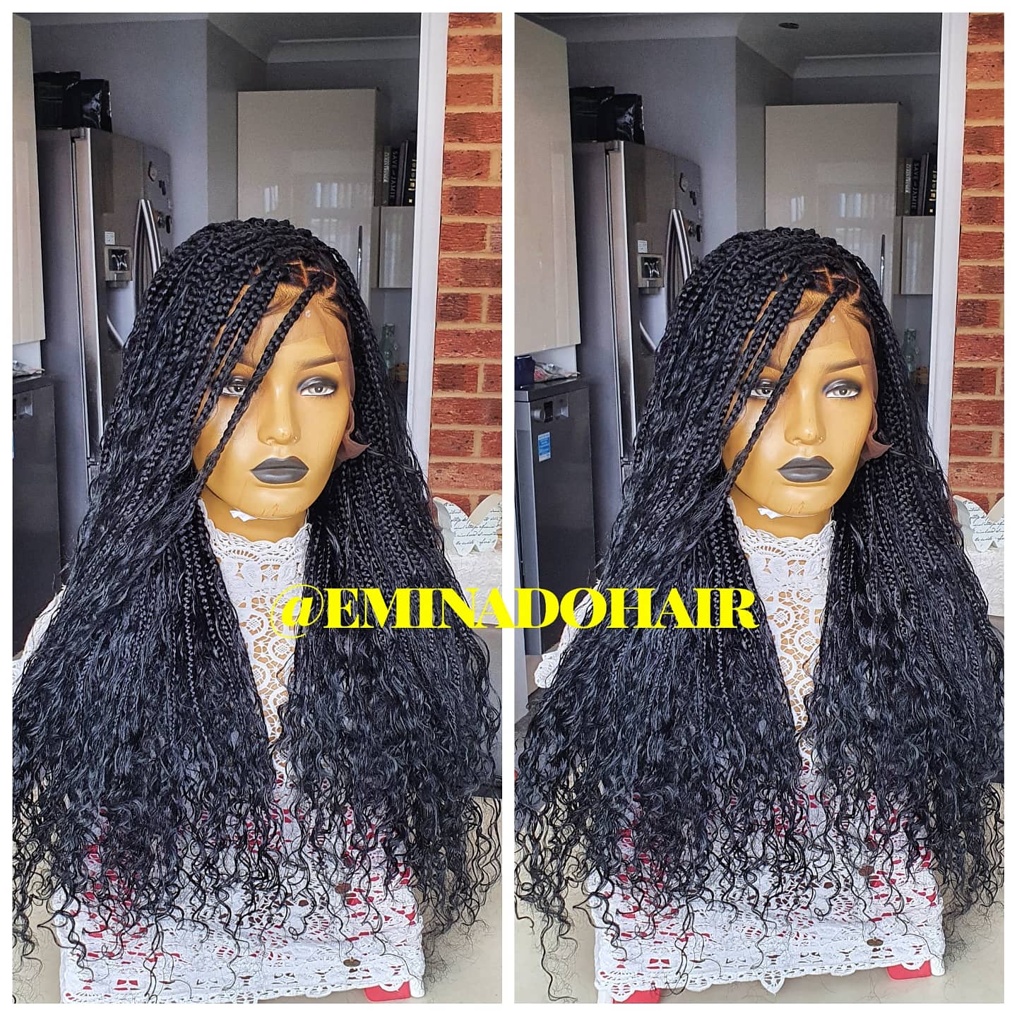 Sky Blue Ombre Senegalese Closure Twists Braided Wig