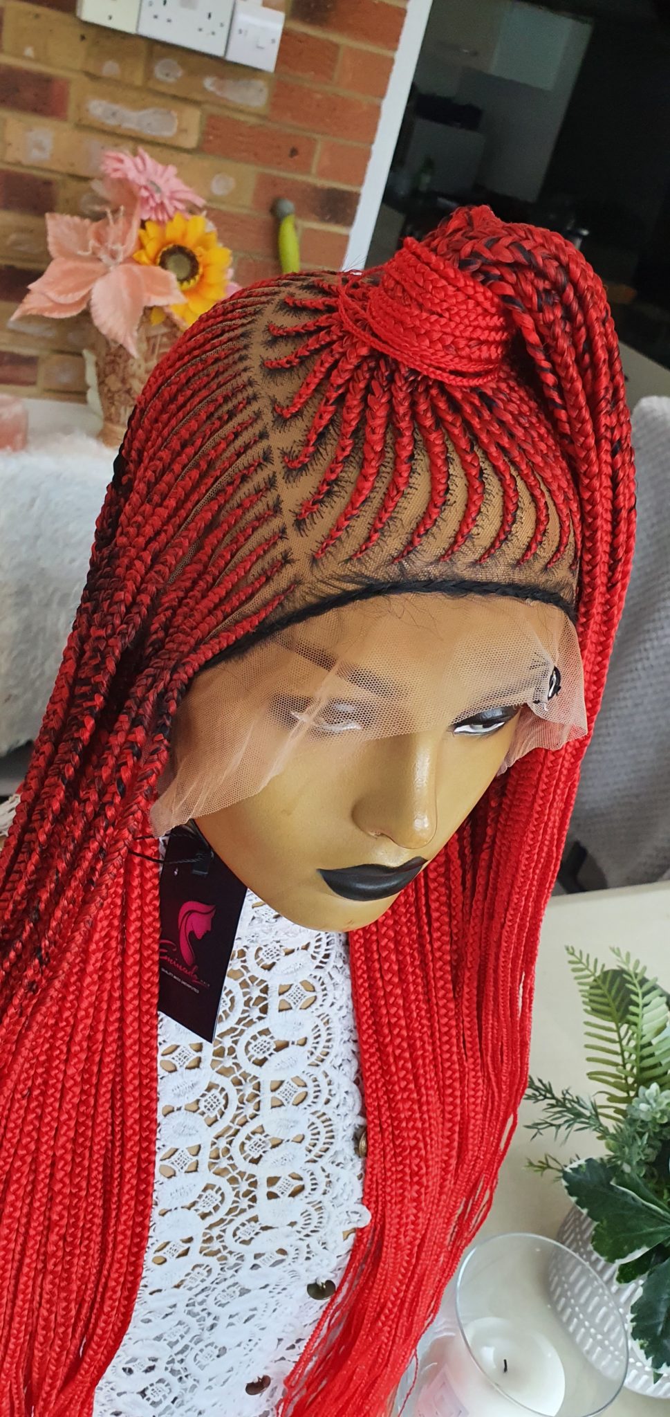 Jola Ket Red Full Frontal Cornrow Braided Wig Eminado Hair
