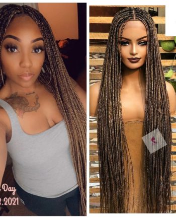 Knotless Braids Brown Closure Box Braided Wig