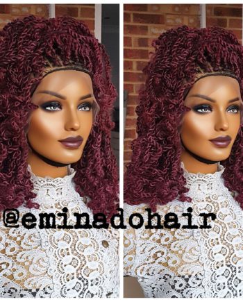 Fluffy Spring Burgundy Twists Braided Wig