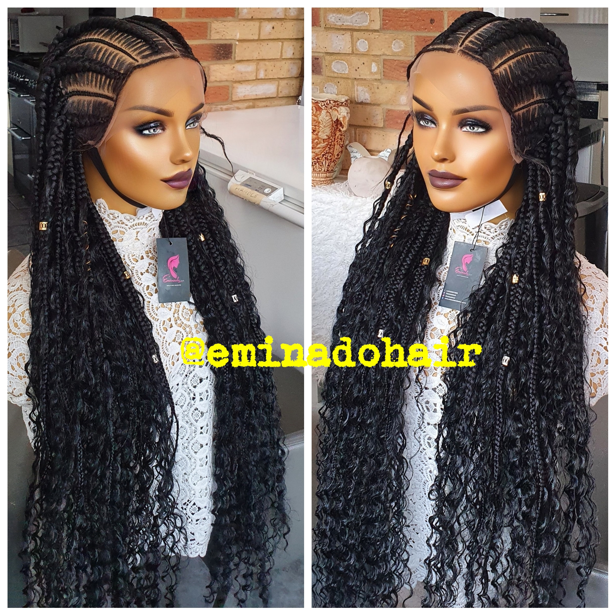 MsFenda 3pcs/lot with 2 Wig Combs Sew-in Black Color Lace Wig