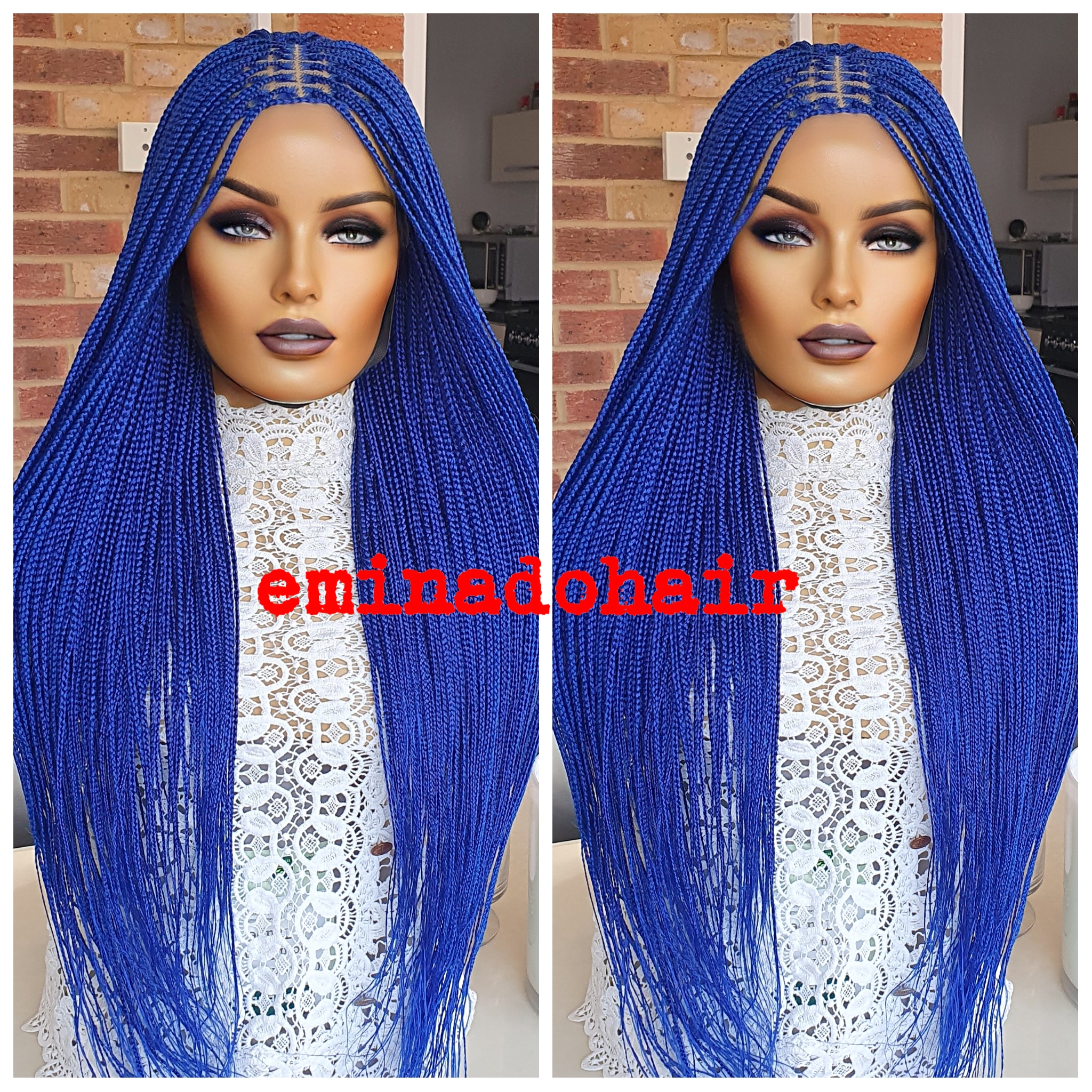 Knotless Braids- Midnight Blue Lace Frontal Box Braided Wig Knotless Braids  $120 QualityHairByLawlar - Quality Hair By Lawlar