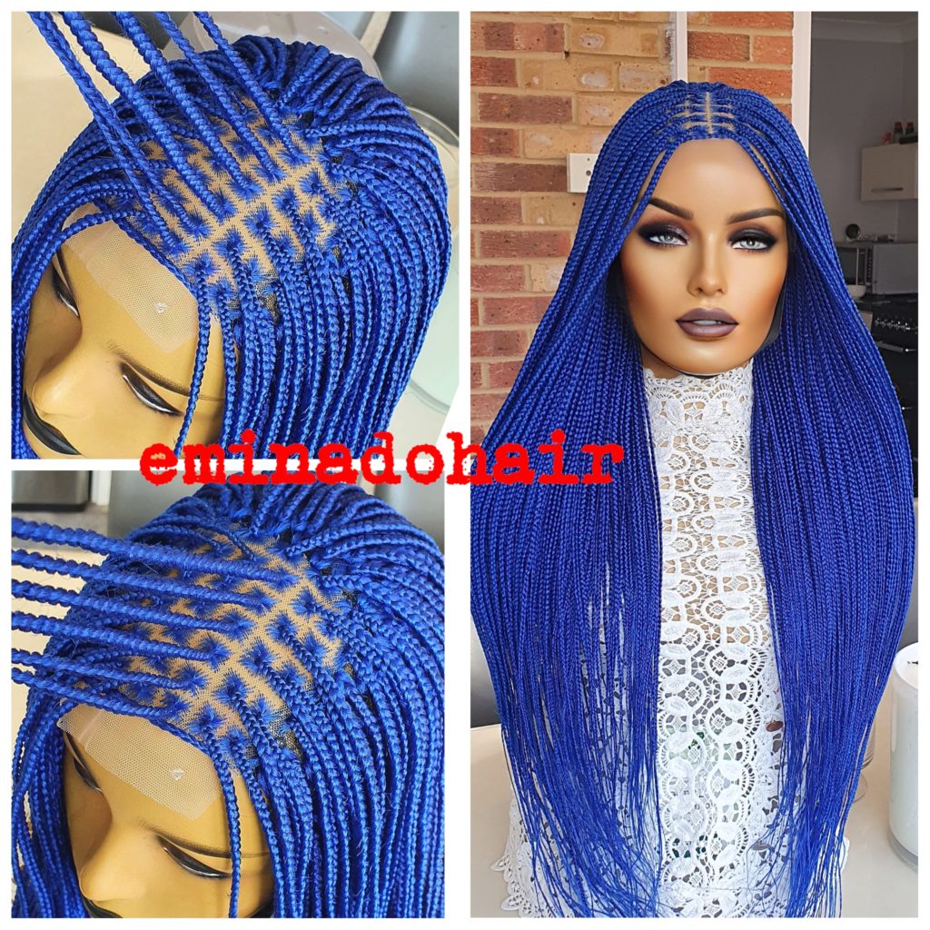 Knotless Braids Blue Closure 4by4 Braided Wig Eminado Hair