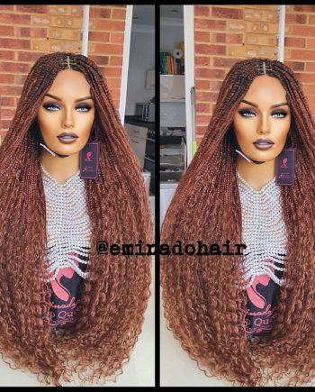 Boho Knotless Braids Brown Closure Box Braided Wig