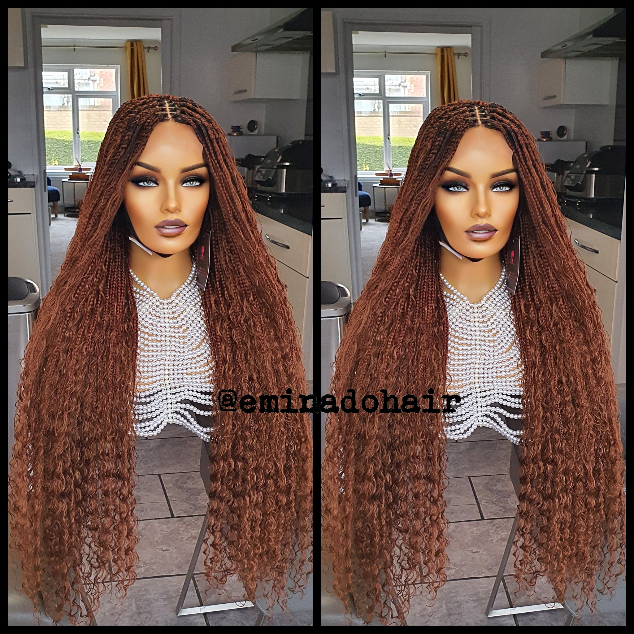 Boho Knotless Braids Brown Closure Box Braided Wig