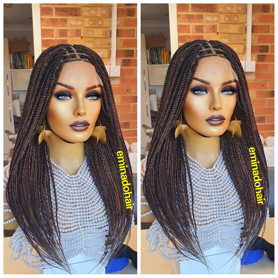 Knotless Braids Black Brown Mix Short lenght Closure Braided Wig