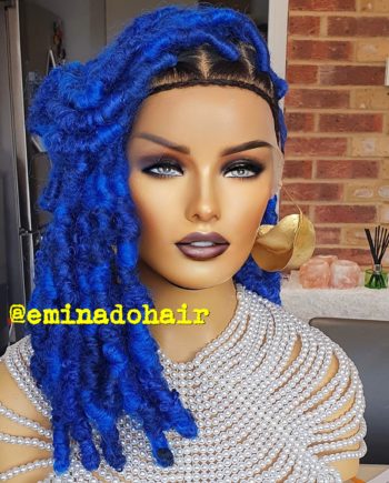 Butterfly locs braided wig, colour blue, Full Lace