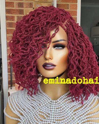 Skinny Sister Locs Burgundy with Dark Roots Braided Wig