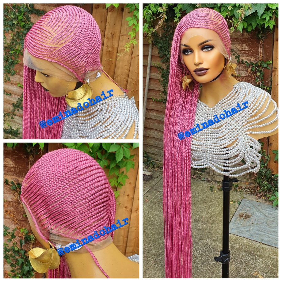 Pink lemonade braids, full lace wig. 30inches Braided Wigs Store UK