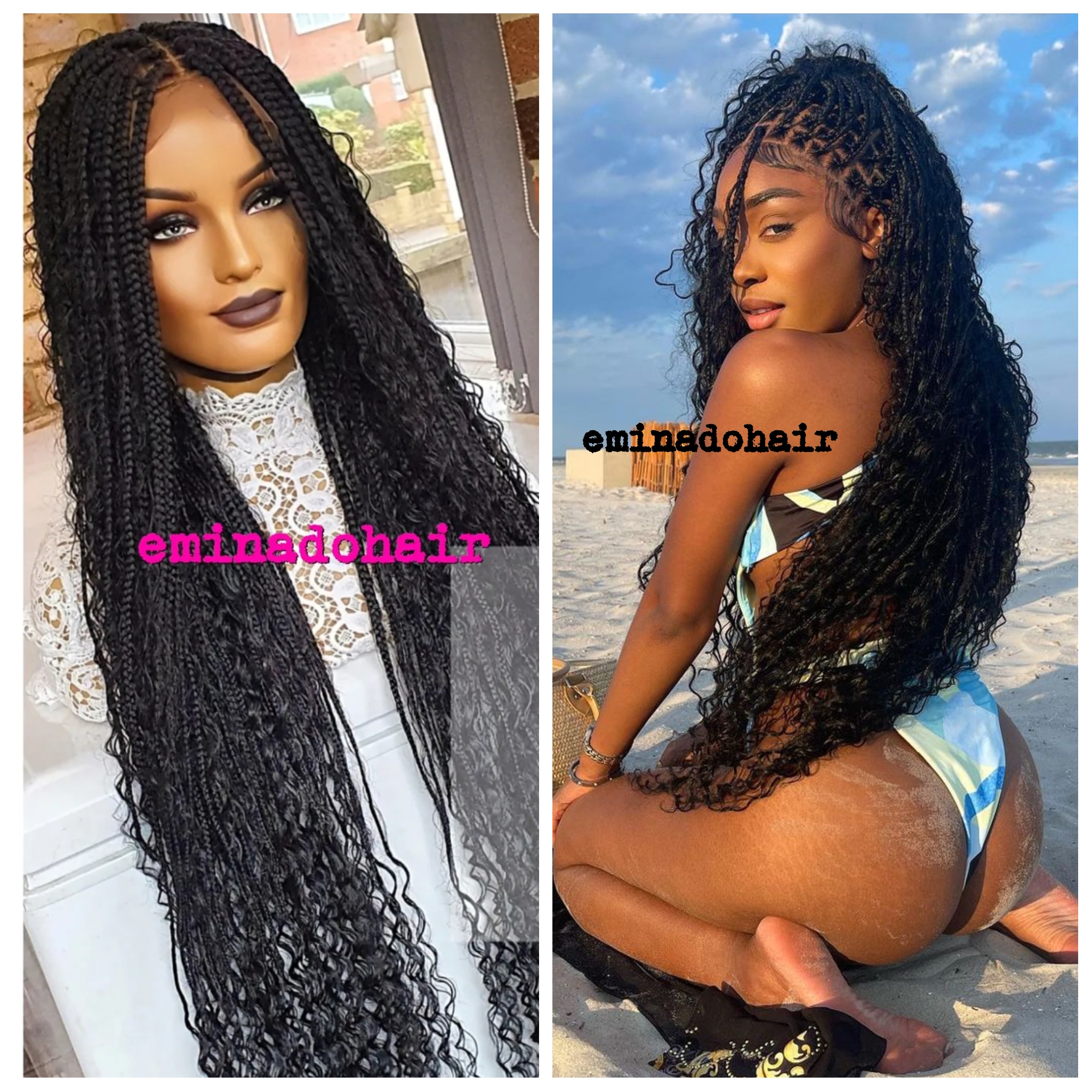 Boho knotless Box Braids, Black frontal 13x4, Braided Wigs Store UK, Eminado Braided Wigs, Braid Wig, Lace frontal, Full lace, Cornrow, Locs, Twists