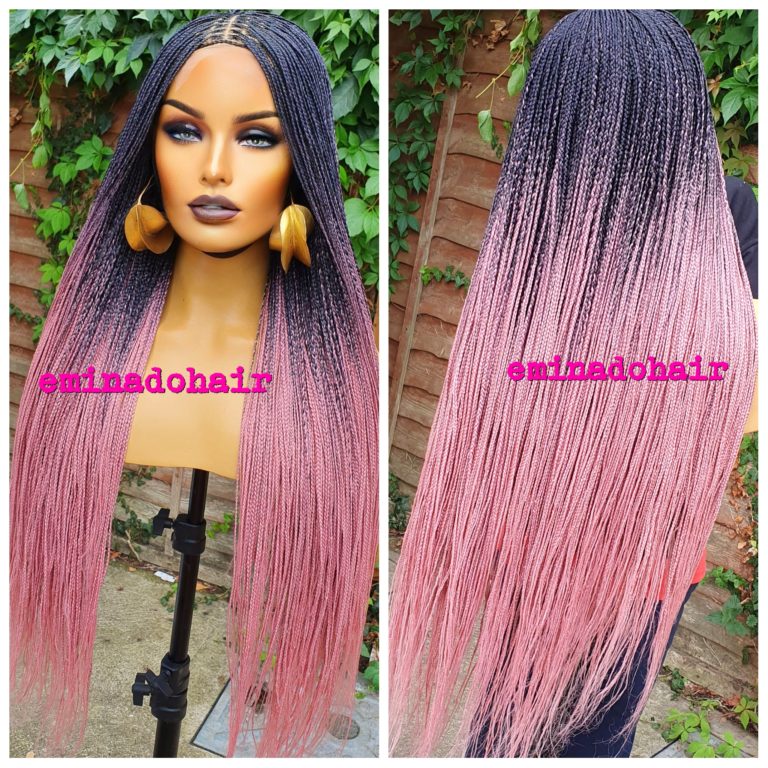 Ava Pink Ombre Small Knotless Box Braided Wig Eminado Hair