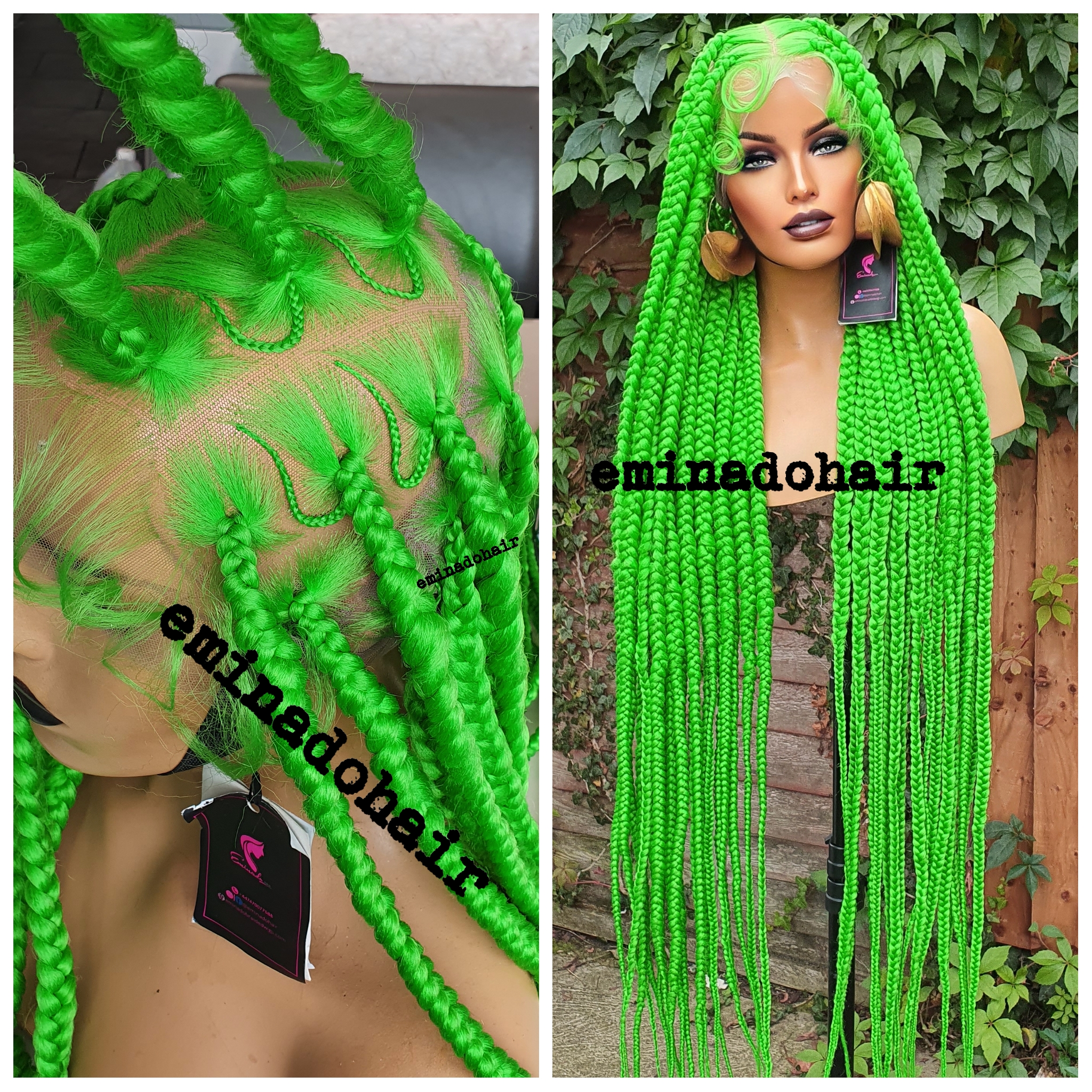 Cocobelle Lemon Green Knotless Box Braided Wig