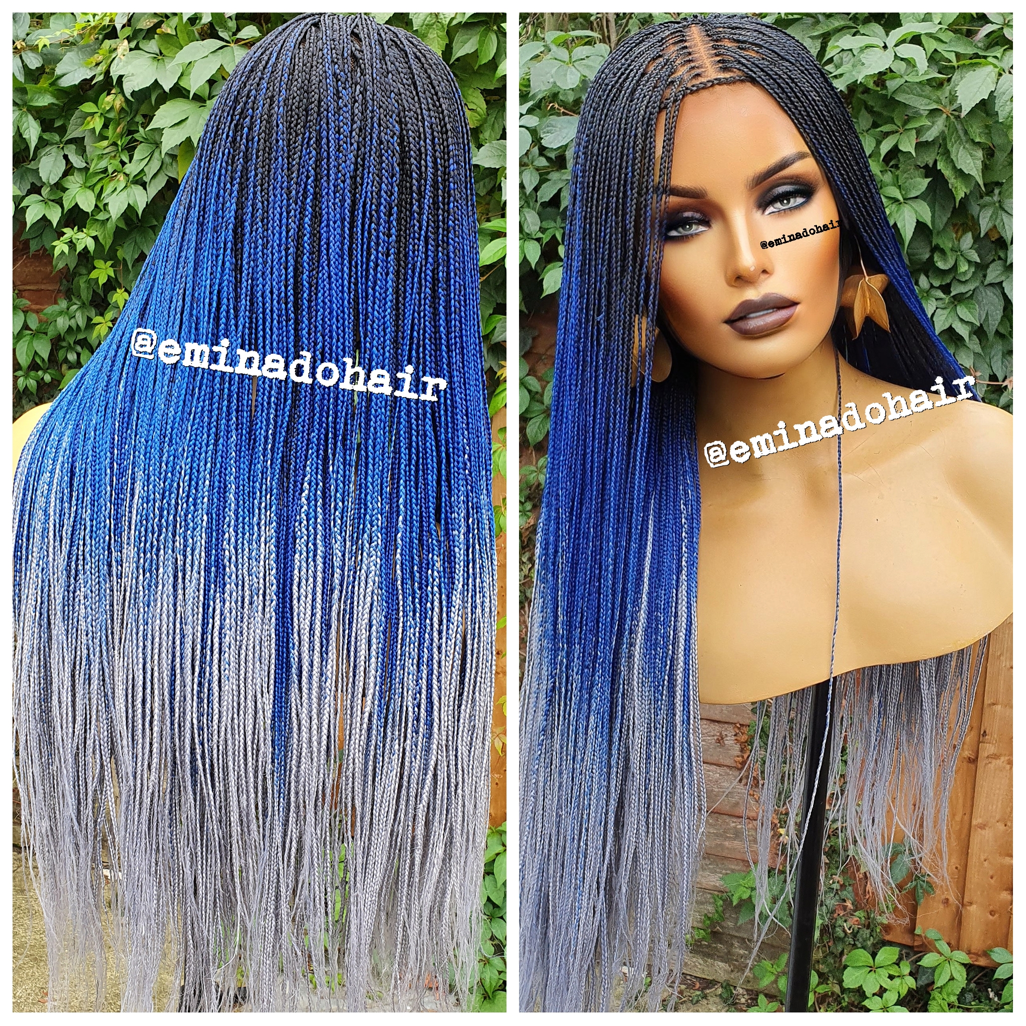 Knotless braids, dark blue, 32inches