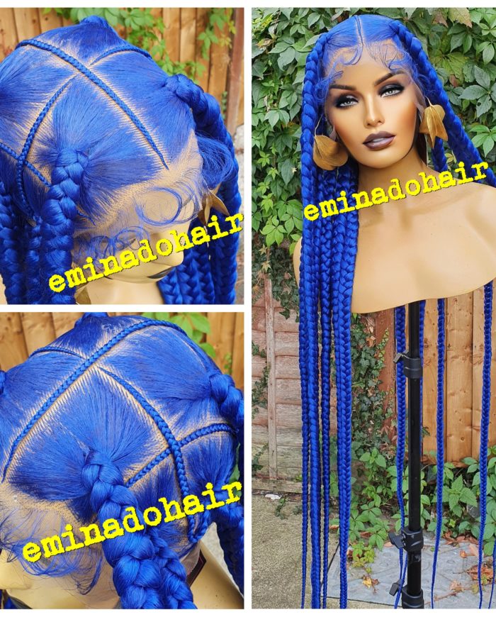 Yellow Tiffany knotless big box braids,Full Lace wig Braided Wigs