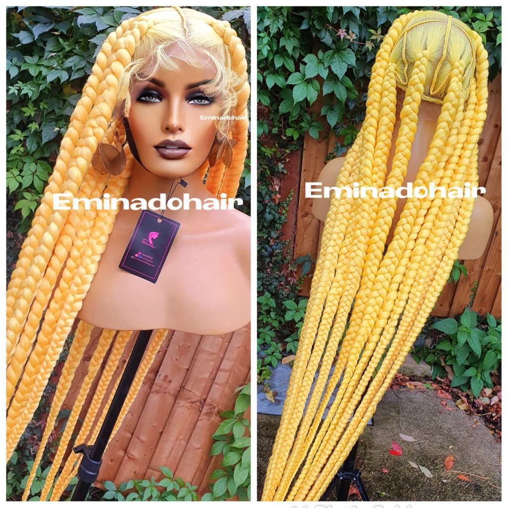 Yellow Tiffany Knotless Big Box Braided Wig – Braided Wigs Store UK ...
