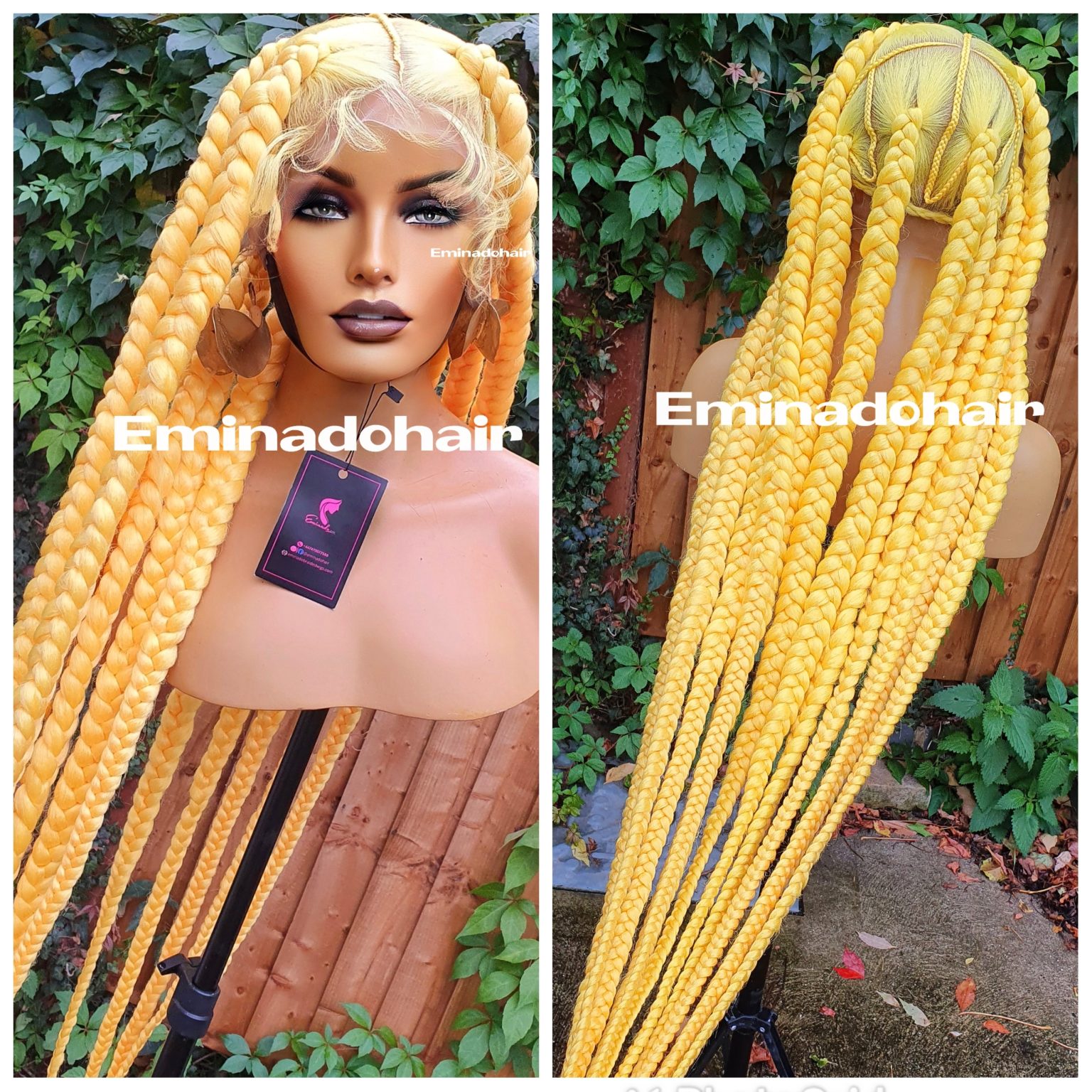 Yellow Tiffany Knotless Big Box Braided Wig – Braided Wigs Store UK ...