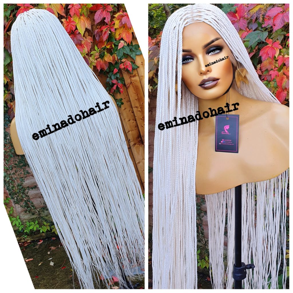 Ivory Braid White Knotless Braided Wig, Full Lace Wig – Braided Wigs Store UK ...