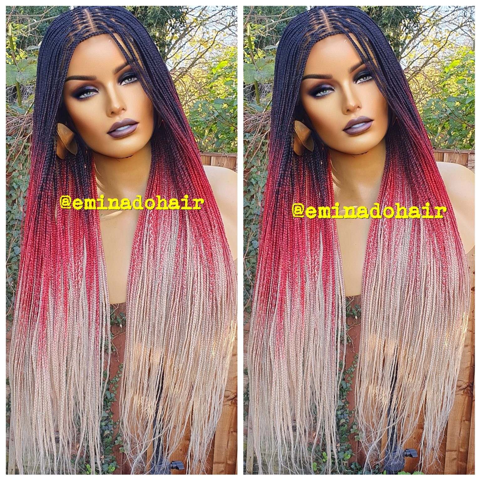 Ava C16 Ombre Knotless Closure Box Braided Wig, 1 Ready to ship ...
