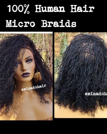 100% Human Hair Handmade Micro Micro Braids FULL Lace Pick n Drop Wig  Straight 16 33