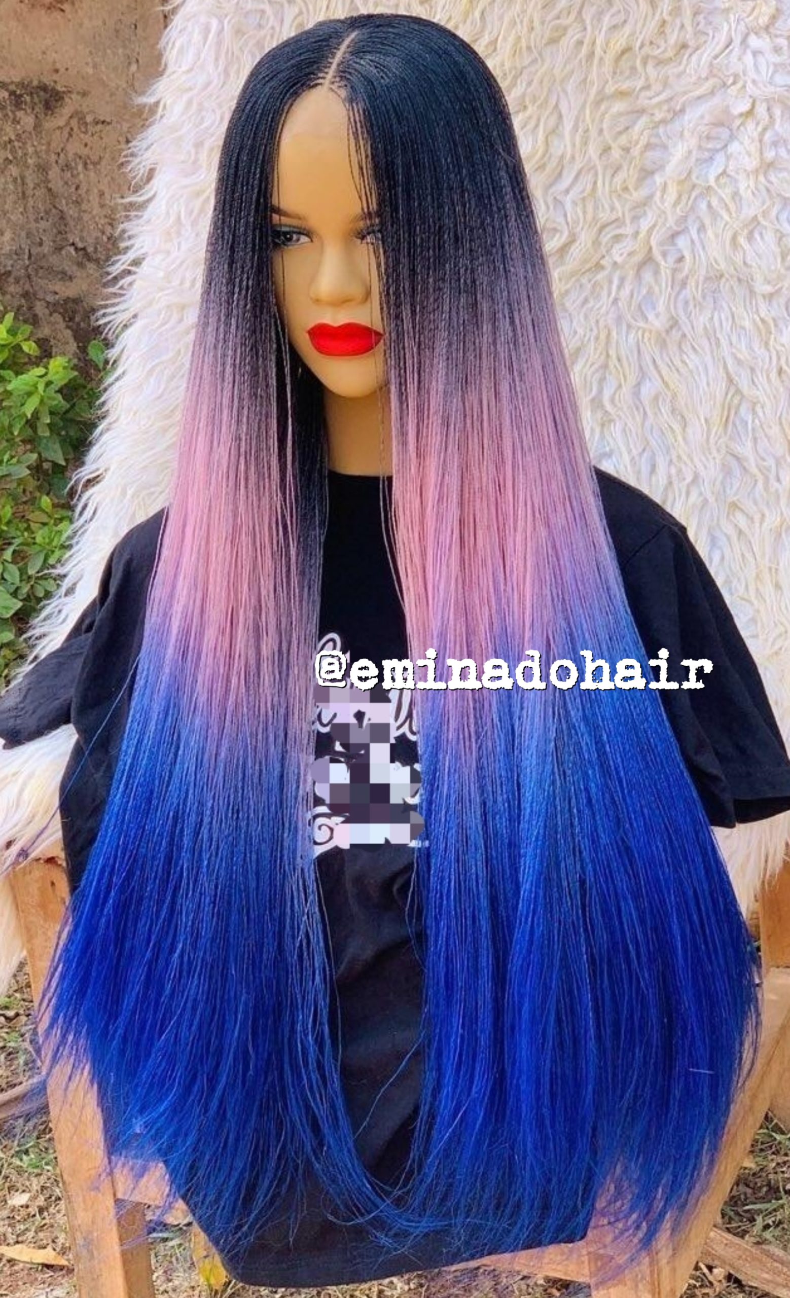 Microscopic Twists, black, pink, blue, closure Braided Wigs Store UK Eminado Braided Wigs