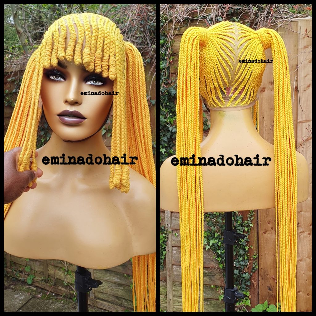  Yellow Conrow Ket Braided Wig Full Lace wig | Braided Wigs Store UK ...