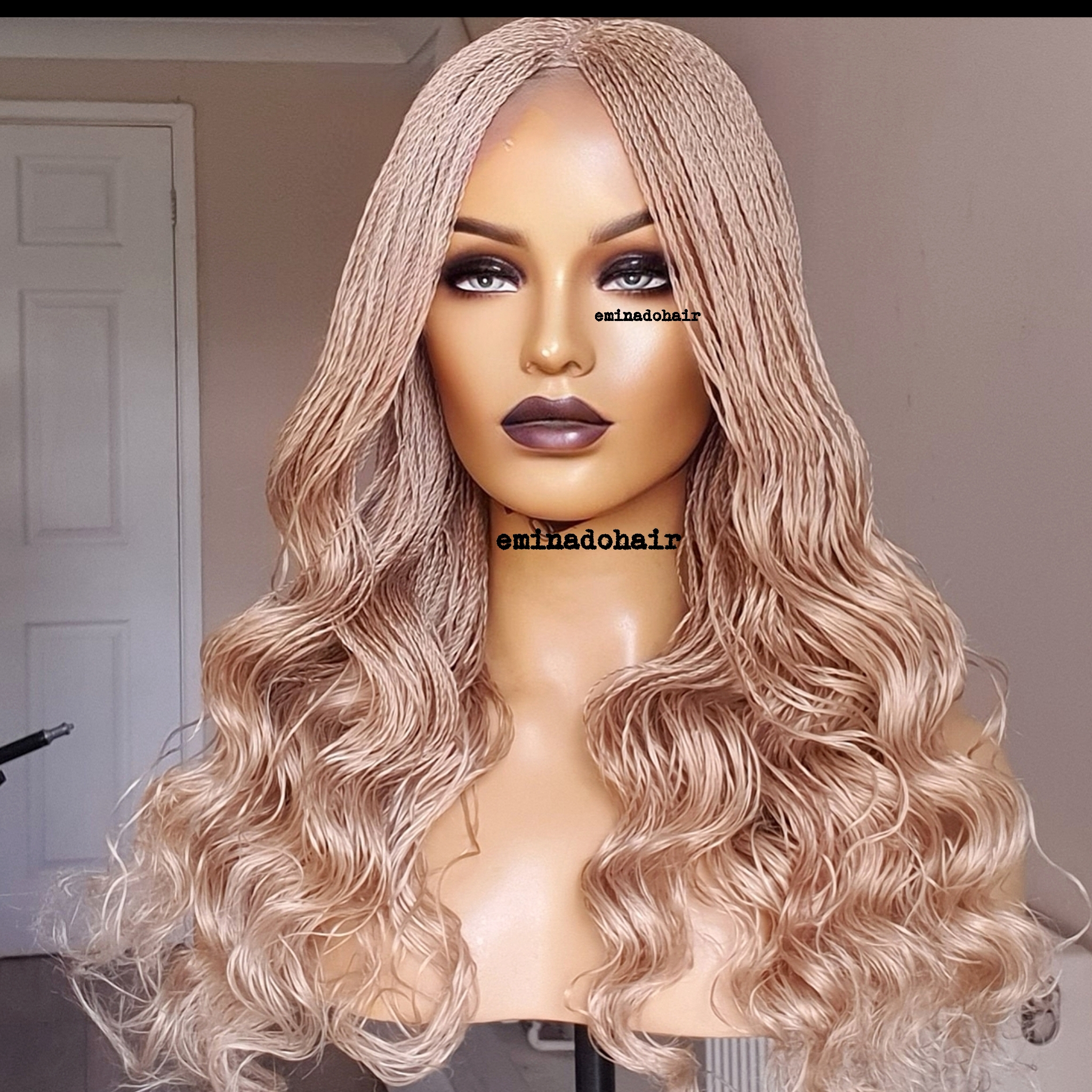 Clara Curly Platinum Blonde Micro Twists Braided Wig Closure, Braided Wigs  Store UK, Eminado Braided Wigs, Braid Wig, Lace frontal, Full lace, Cornrow, Locs, Twists