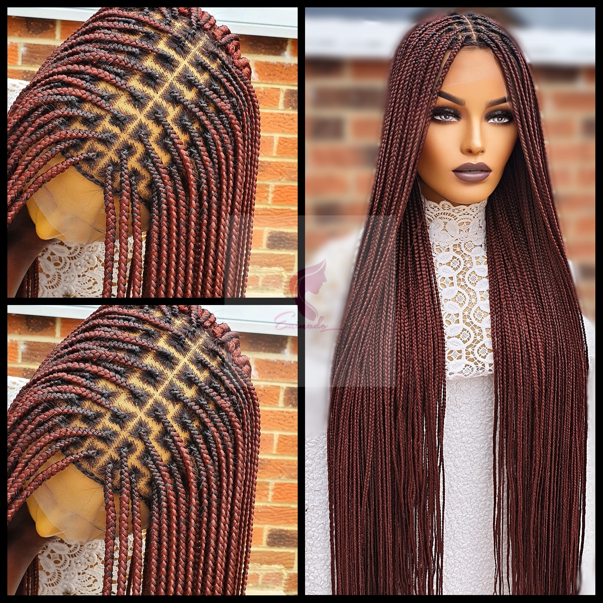 Knotless Braids Burgundy 40 Inches Box Braided Wig