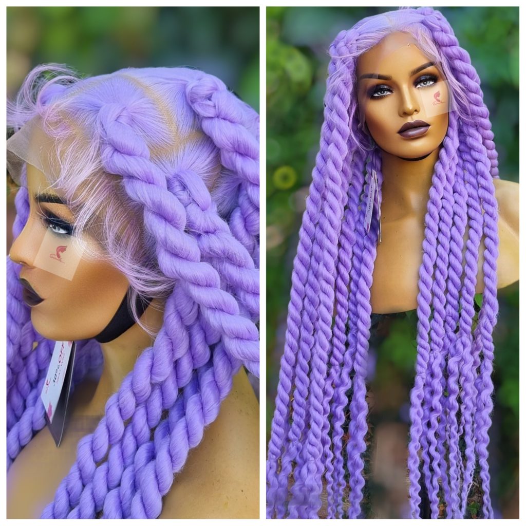 Funmi Jumbo Rope Twists, Lavender Full Lace Braided Wigs Store UK