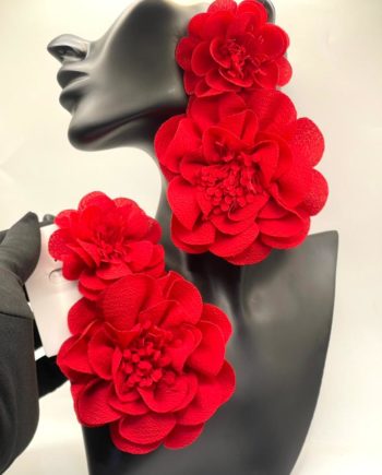 Big Fabric Flower Earrings – Bold Statement Floral Jewelry